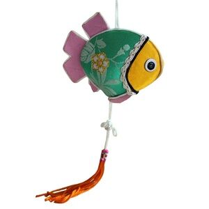 Handcrafted Fabric Fish Ornament Japanese Kimono Style Hanging Decor with Tassel